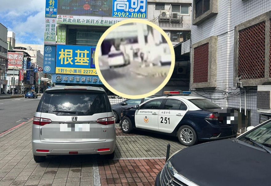 影/新莊分局門口前「被高速衝撞」！行人遭捲入車底