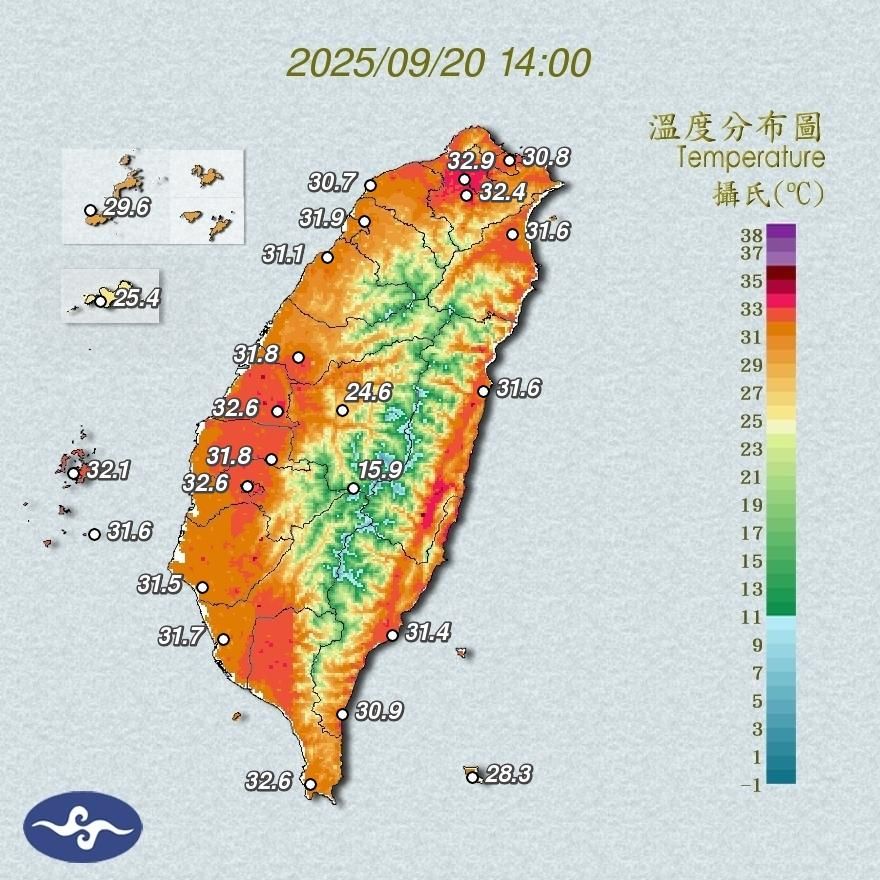 颱風逼近還是熱！北中3地達36度以上　氣象署亮燈示警